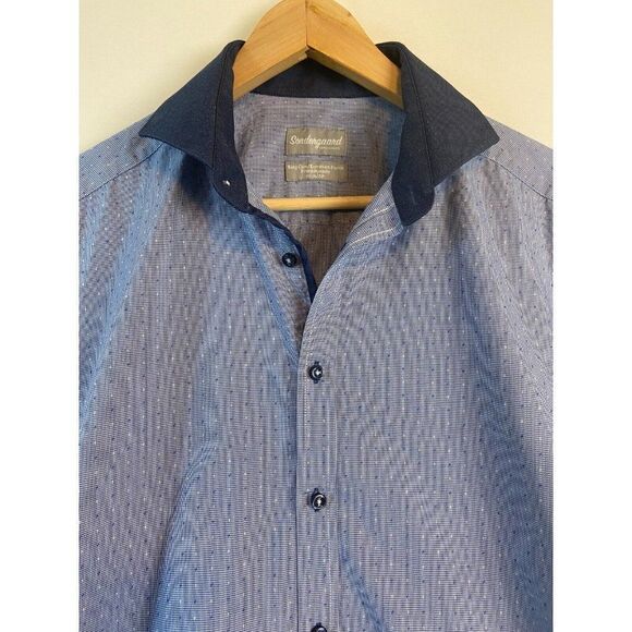 Sondergaard Men's Blue Collared Button Dress Shirt Fitted Size 41 16/32 - Picture 4 of 12